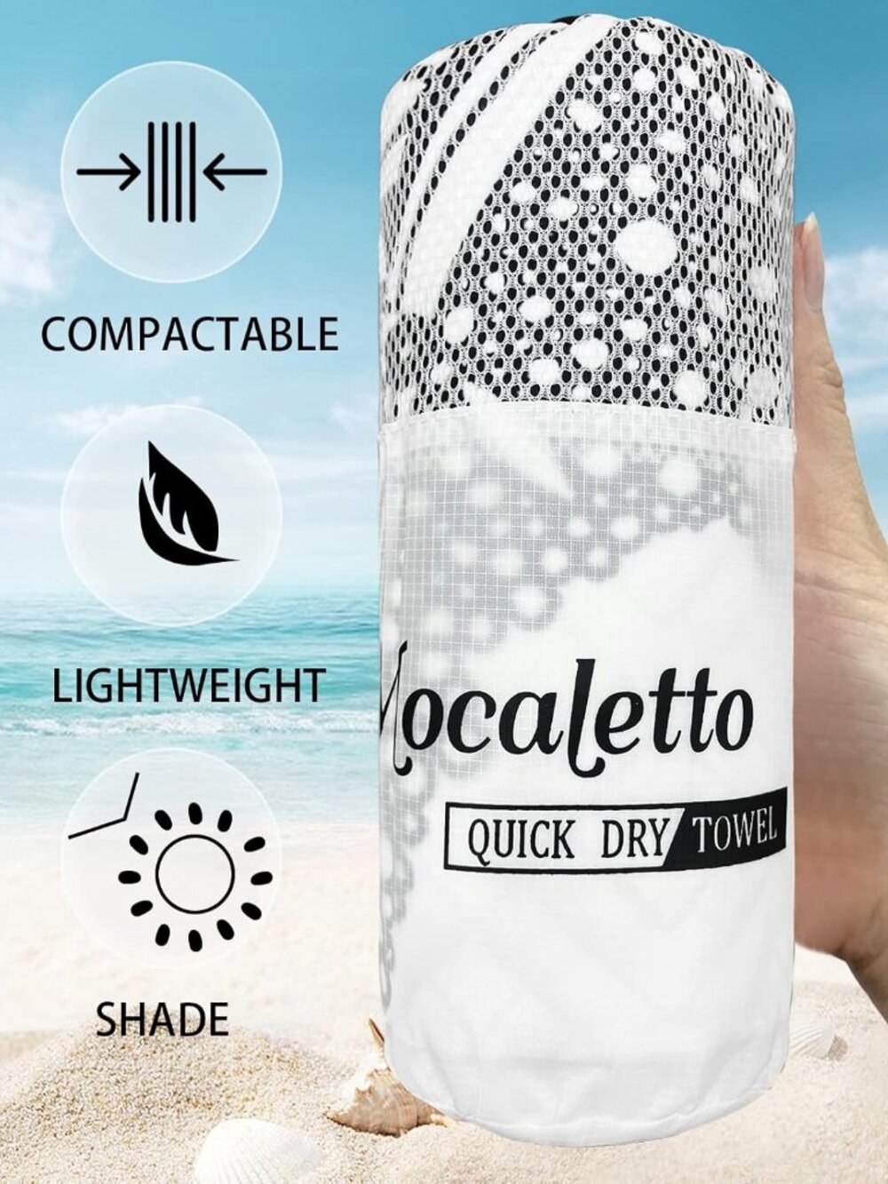 Mocaletto Microfiber Beach Towel, 30"x60" Quick Dry Beach Towels with Bag, Ultra
